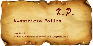 Kvasznicza Polina névjegykártya